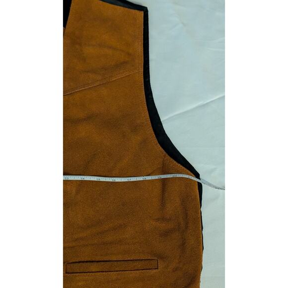 Paragraff Clothing Co Button Front V Neck Brown Suede Vest Size XL - Picture 5 of 6